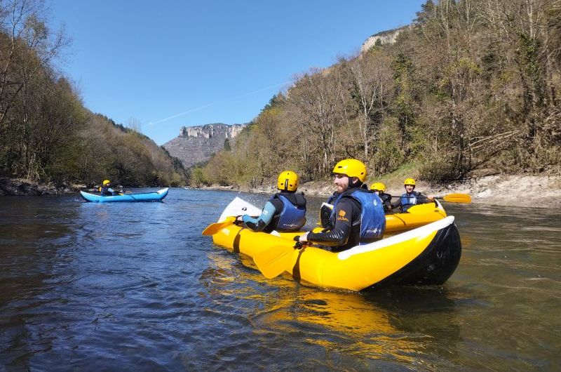 canoraft sur les vignes le rozier