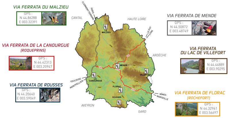 carte des via ferrata en lozére