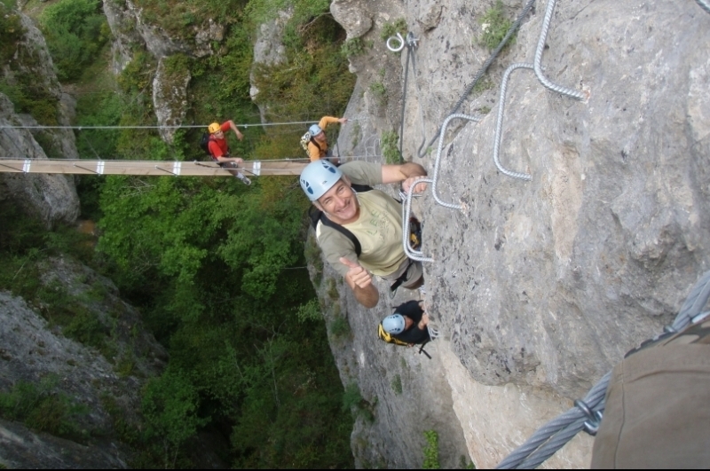 sortie de la section sportive de la via ferrata de liaucous des gorges du tarn